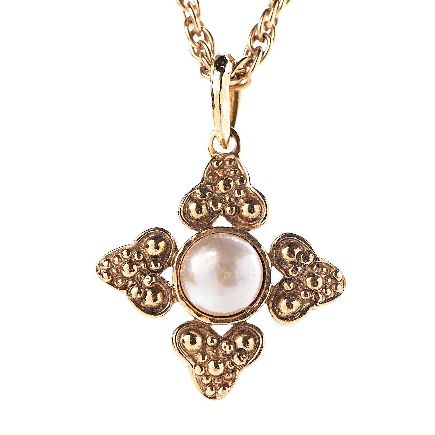 Chanel Pearl Chain Pendant Short Necklace Gold 6 of 6