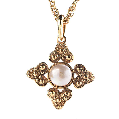 Chanel Pearl Chain Pendant Short Necklace Gold 6 of 6