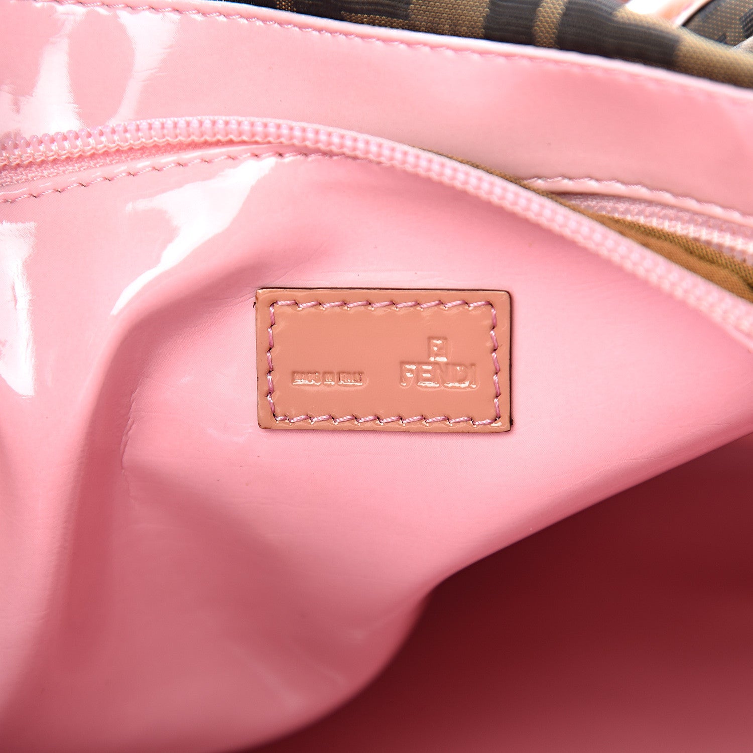 Fendi Nylon Patent Zucca Large Chef Shopper Tote Tobacco Pink 6 of 10