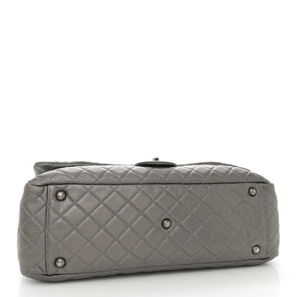 Chanel Metallic Metallized Calfskin Quilted XXL Travel Flap Bag Dark Silver 4 of 12
