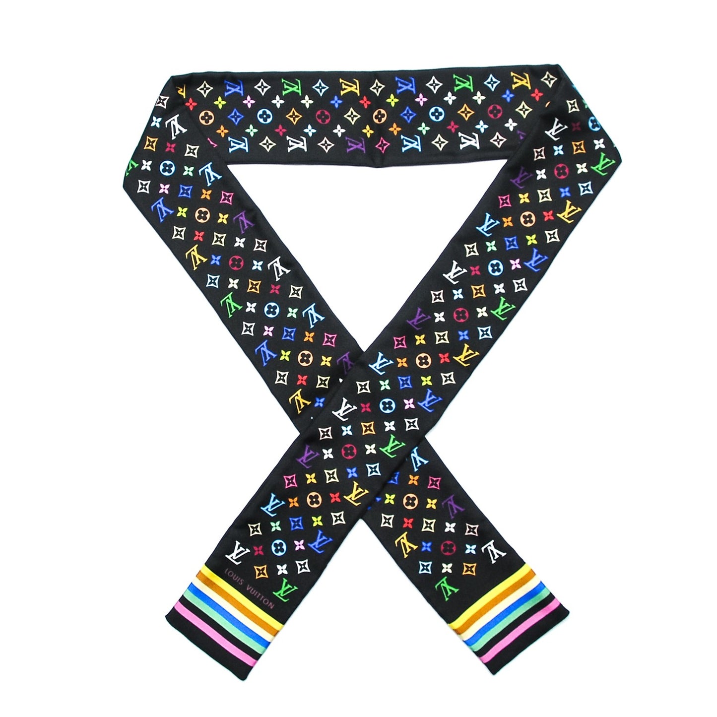 Silk Monogram Multicolor Bandeau Black