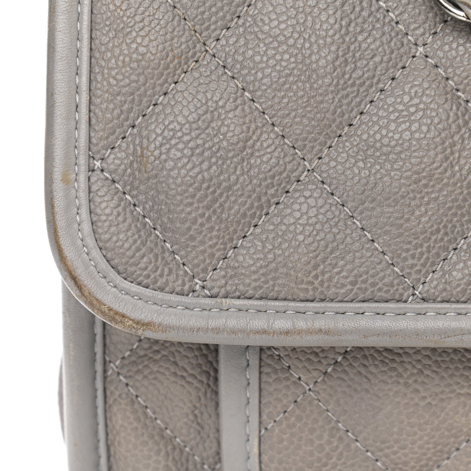 Chanel Caviar Quilted Medium French Riviera Flap Light Grey 8 of 19