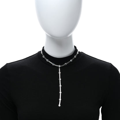 Christian Dior Metal Crystal Drop Necklace Silver 2 of 4