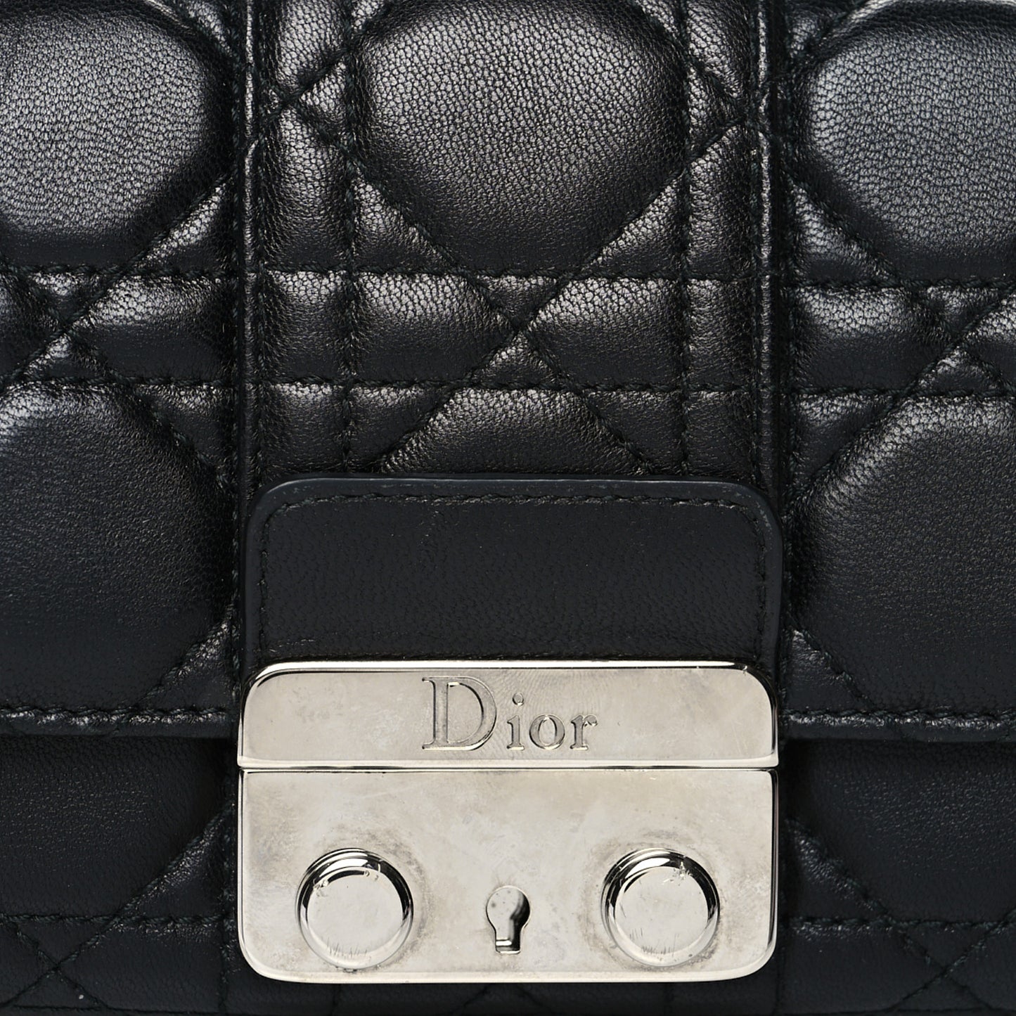 Lambskin Cannage Miss Dior Chain Wallet Black