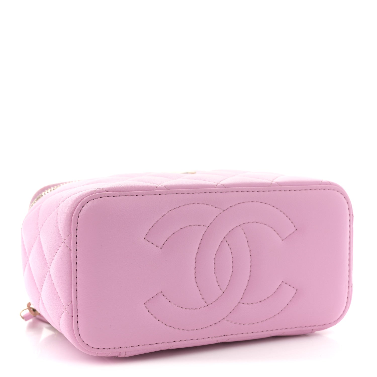 Chanel Lambskin Quilted Small Top Handle Vanity Case With Chain Lilac Light Green 4 of 14