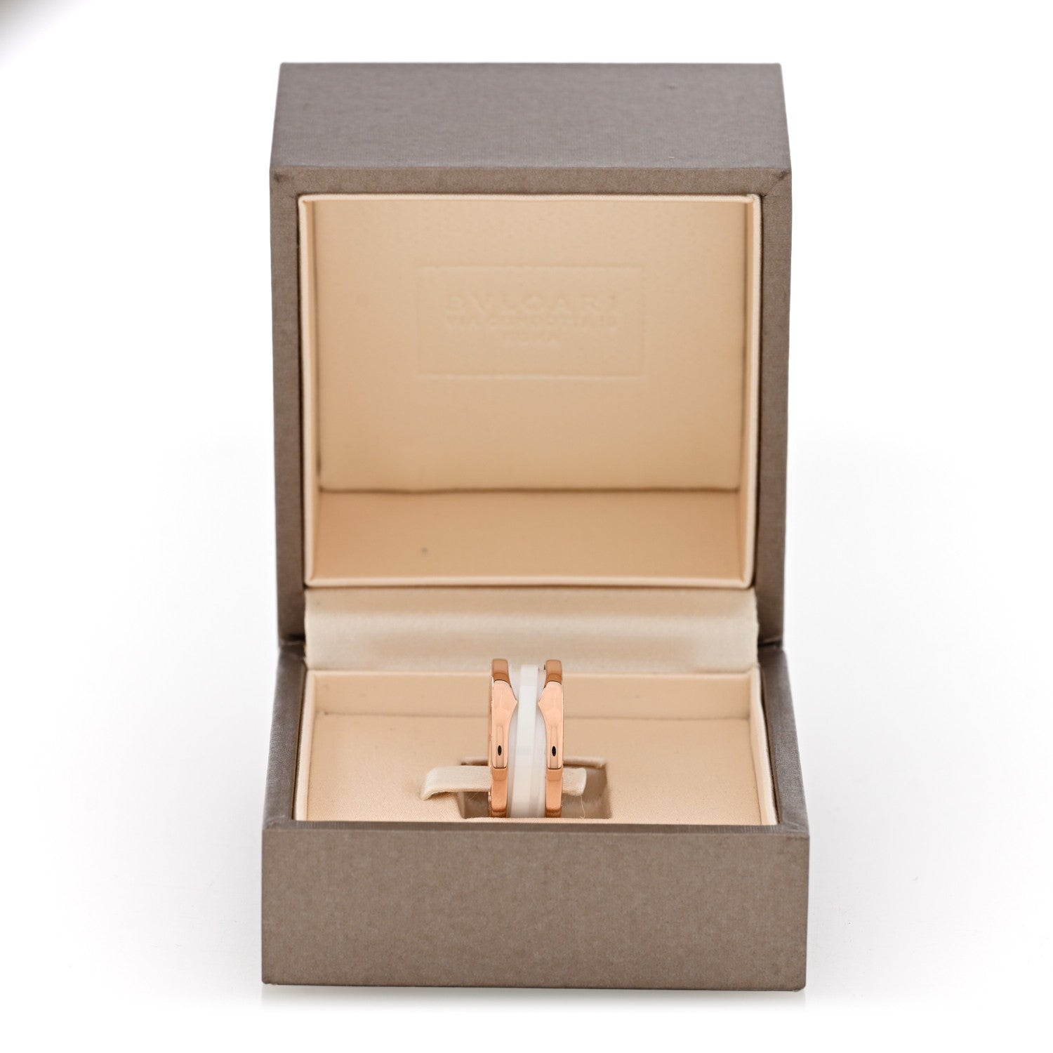 Bulgari 18K Rose Gold White Ceramic B.Zero1 Two-Band Ring 49 5 5 of 5