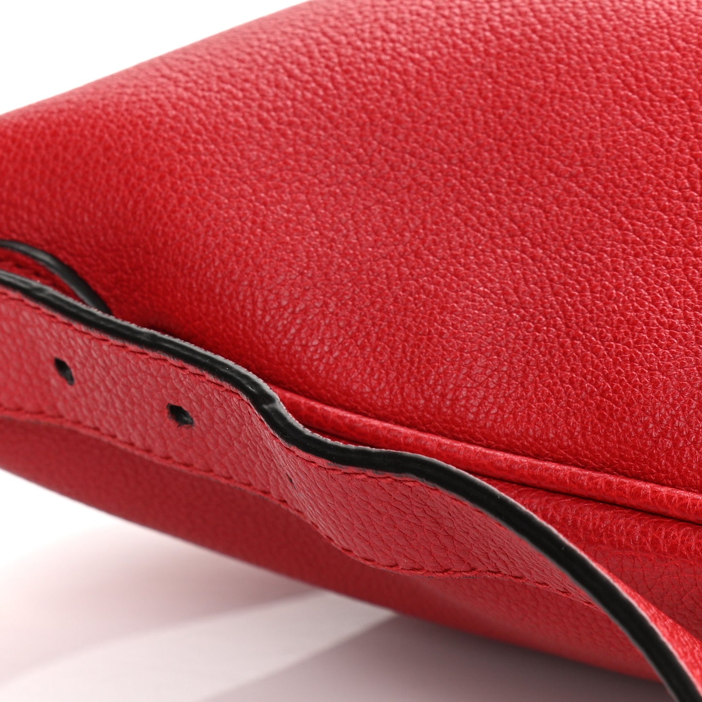 Grained Calfskin Logo Half Moon Hobo Red