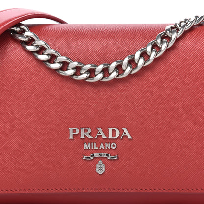 Prada Saffiano Soft Calfskin Chain Crossbody Bag Fuoco 10 of 10