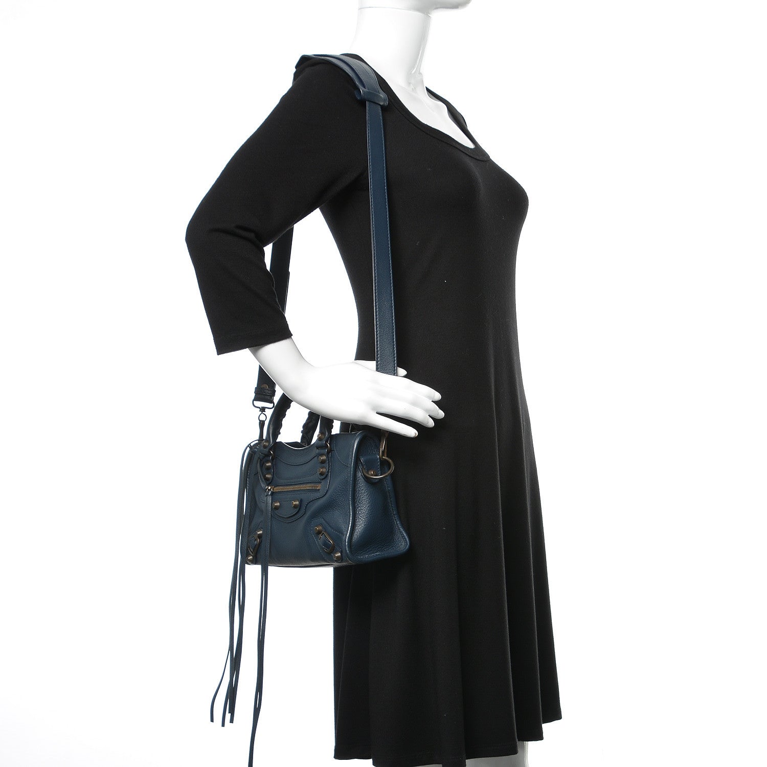 Balenciaga Calfskin Classic Hardware Mini City Bleu Nuit Dark Sea 2 of 11