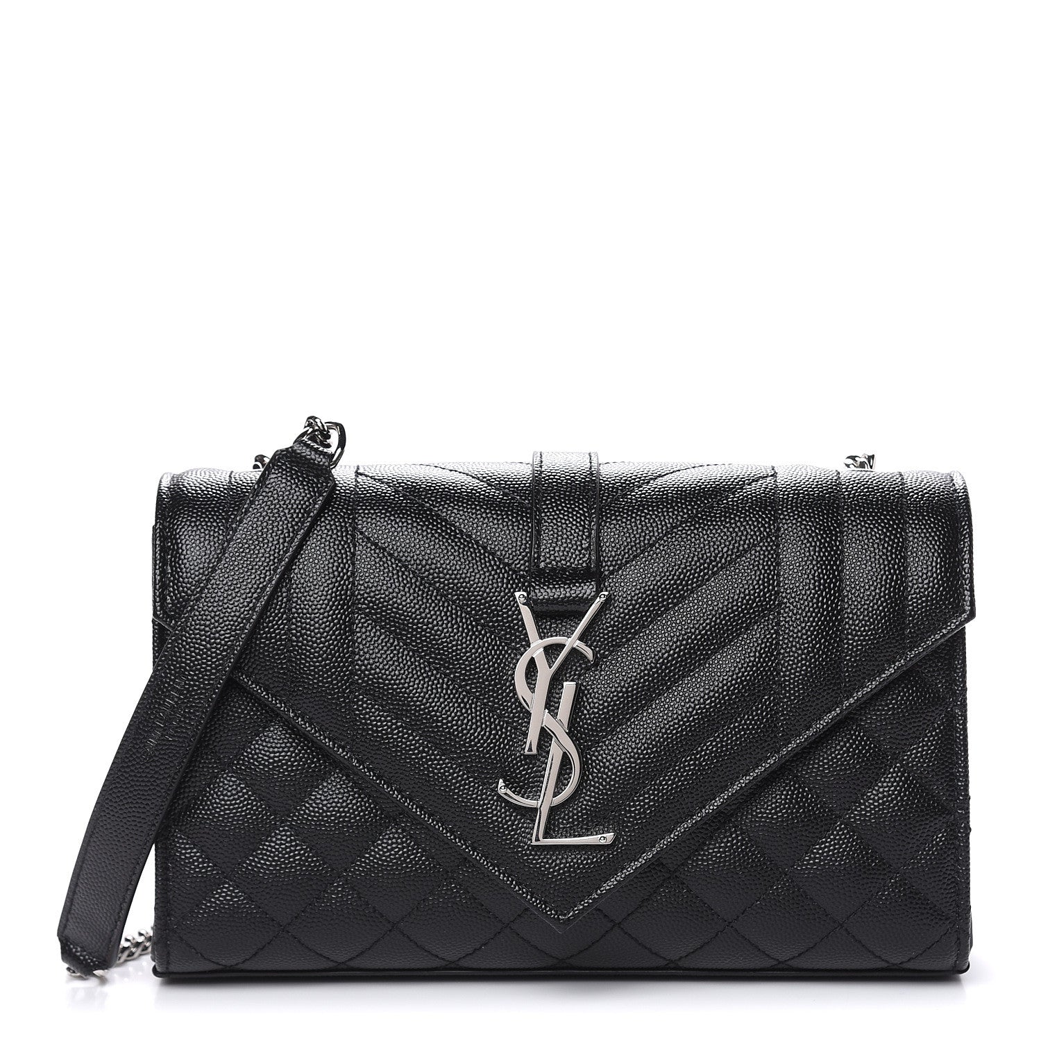 Saint Laurent Grain De Poudre Tri-Quilt Small College Monogram Satchel Black 1 of 9