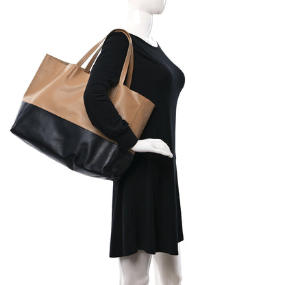Celine Lambskin Horizontal Bi-Cabas Nude Black 2 of 12