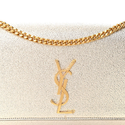 Saint Laurent Metallic Calfskin Medium Classic Monogram Kate Satchel Pale Gold 7 of 9