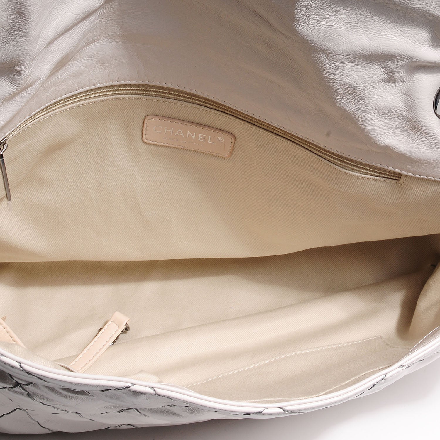 Chanel Glazed Goatskin Double Stitch Jumbo Flap White 5 of 7
