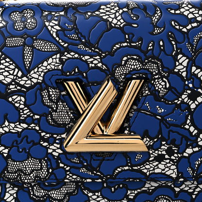 Louis Vuitton Calfskin Lace Flower Inlay Twist Shoulder Bag MM Navy Black 8 of 8