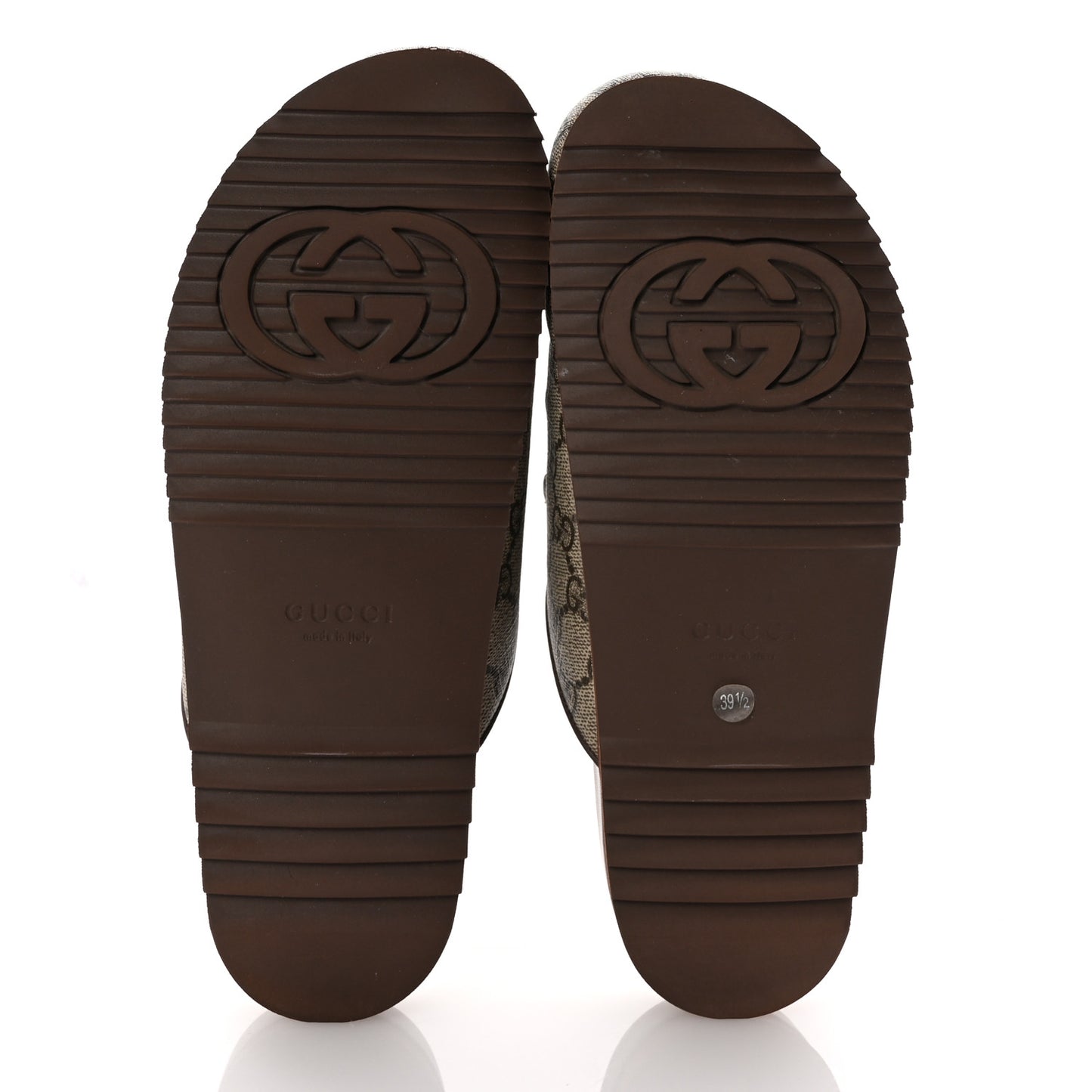 GG Supreme Monogram Miro Soft Calfskin Womens Horsebit Slippers 39.5 Beige Ebony New Acero