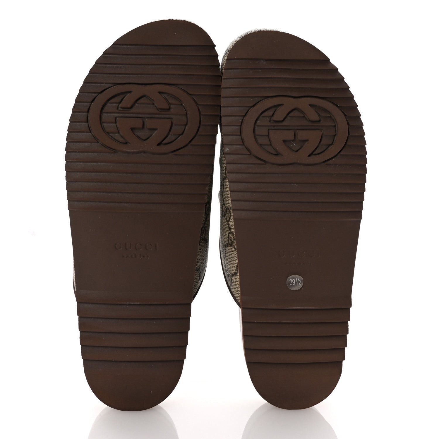 Gucci GG Supreme Monogram Miro Soft Calfskin Womens Horsebit Slippers 39.5 Beige Ebony New Acero 6 of 10