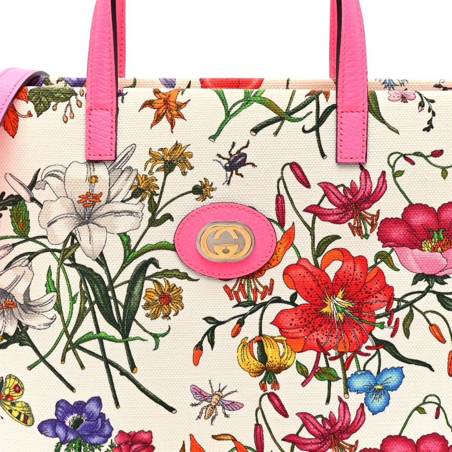 Gucci Canvas Medium Flora Tote Fuchsia 8 of 10