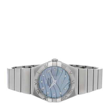 Omega Stainless Steel Diamond Blue Mother of Pearl 27mm Constellation Quartz Watch 123.10.27.60.57.001 2 of 5