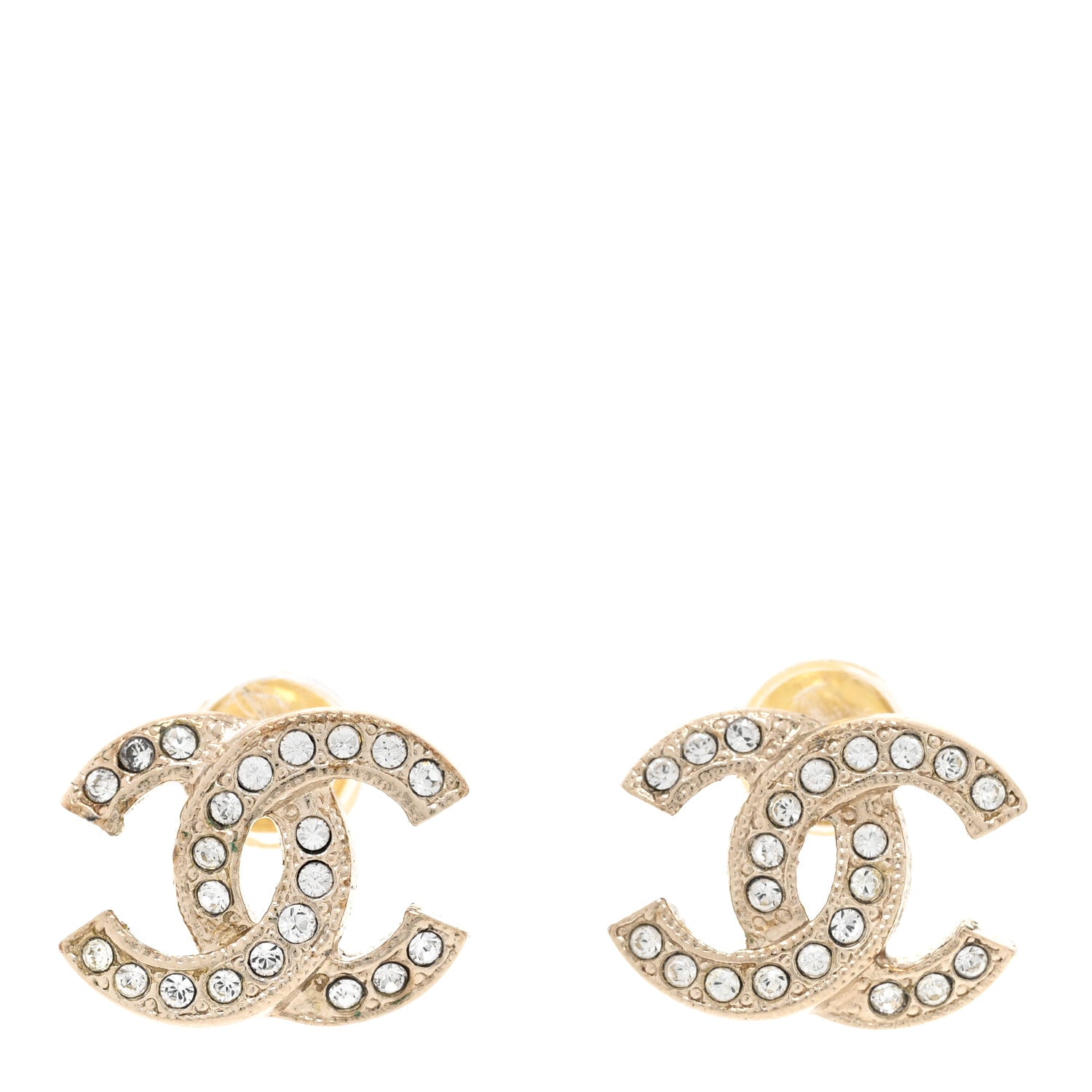 Chanel Crystal CC Earrings Gold 1 of 4