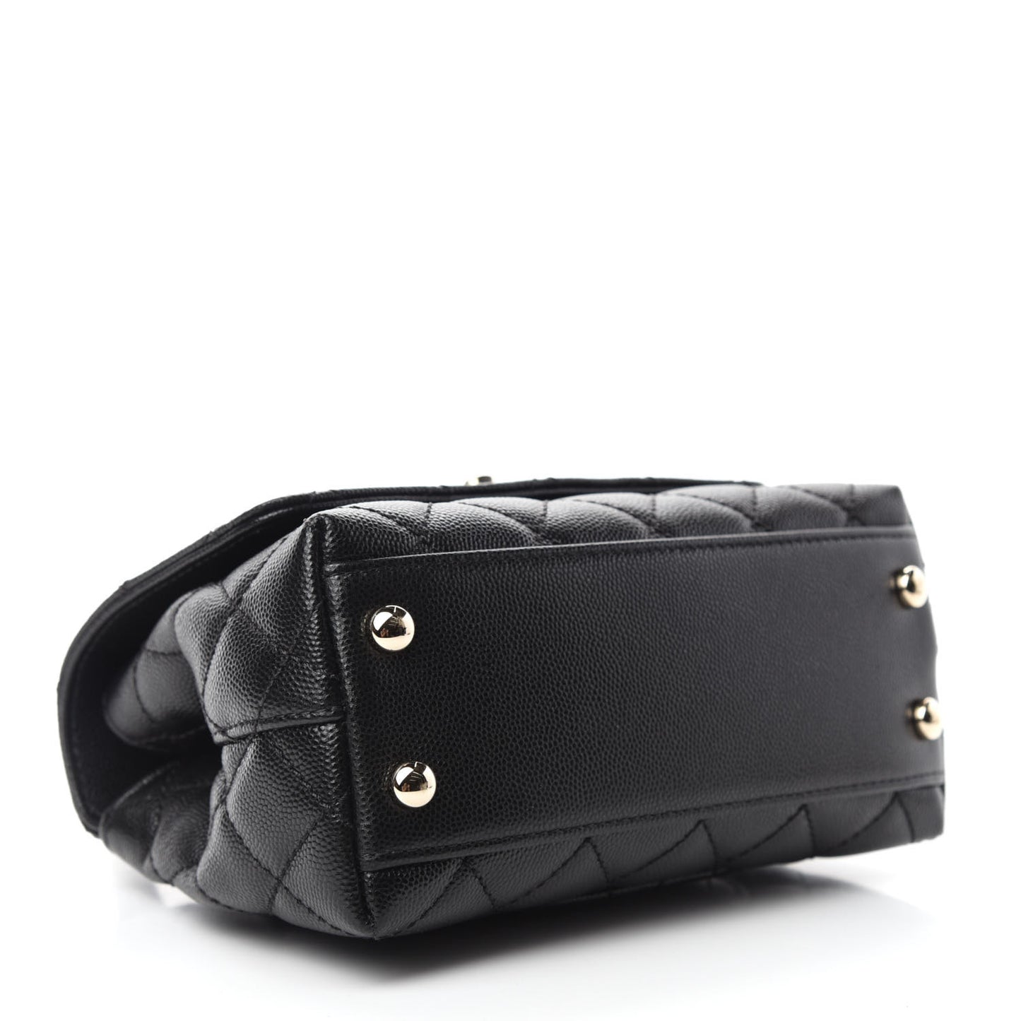 Caviar Lizard Embossed Quilted Extra Mini Coco Handle Flap Black