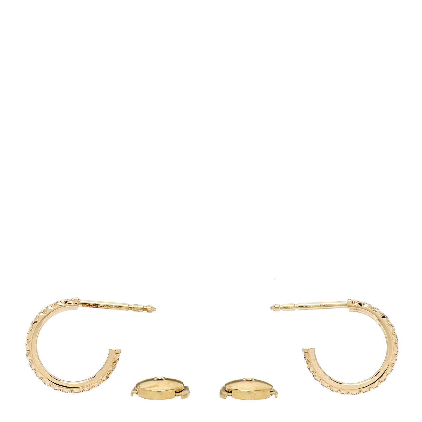18K Yellow Gold Diamond Small Metro Hoop Earrings