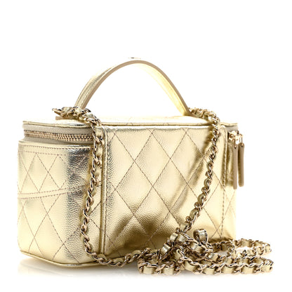 Chanel Metallic Caviar Quilted Trendy Handle Slim Vanity Gold 3 of 11