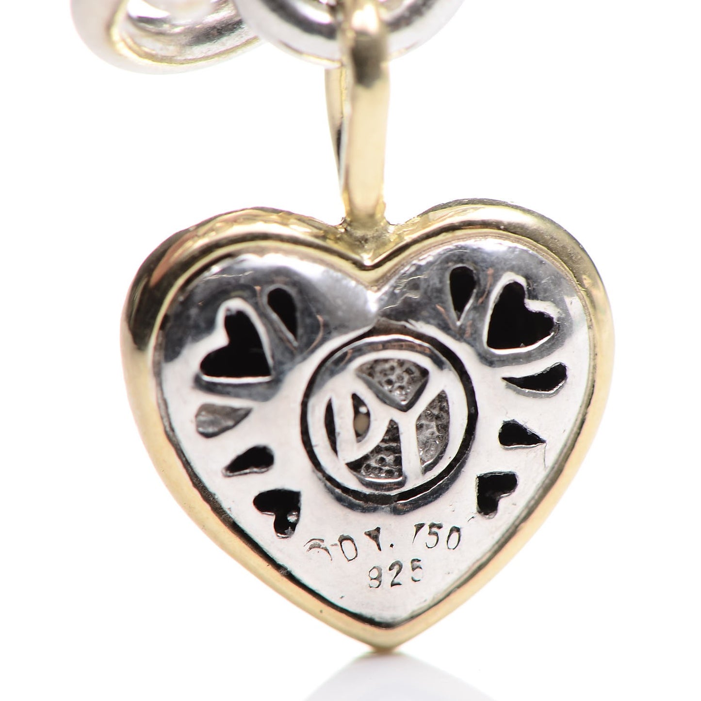 Sterling Silver 18K Yellow Gold Cable Heart Charm Bracelet