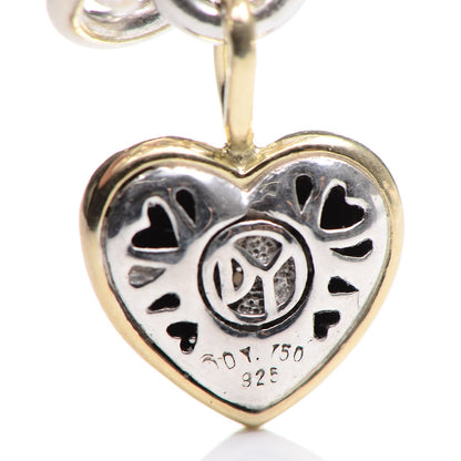 David Yurman Sterling Silver 18K Yellow Gold Cable Heart Charm Bracelet 5 of 6