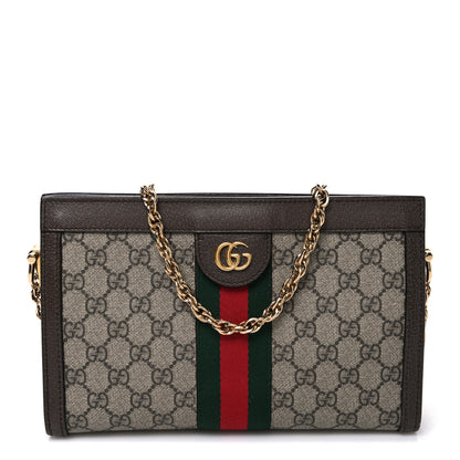Gucci GG Supreme Monogram Web Small Ophidia Chain Shoulder Bag Brown 1 of 10