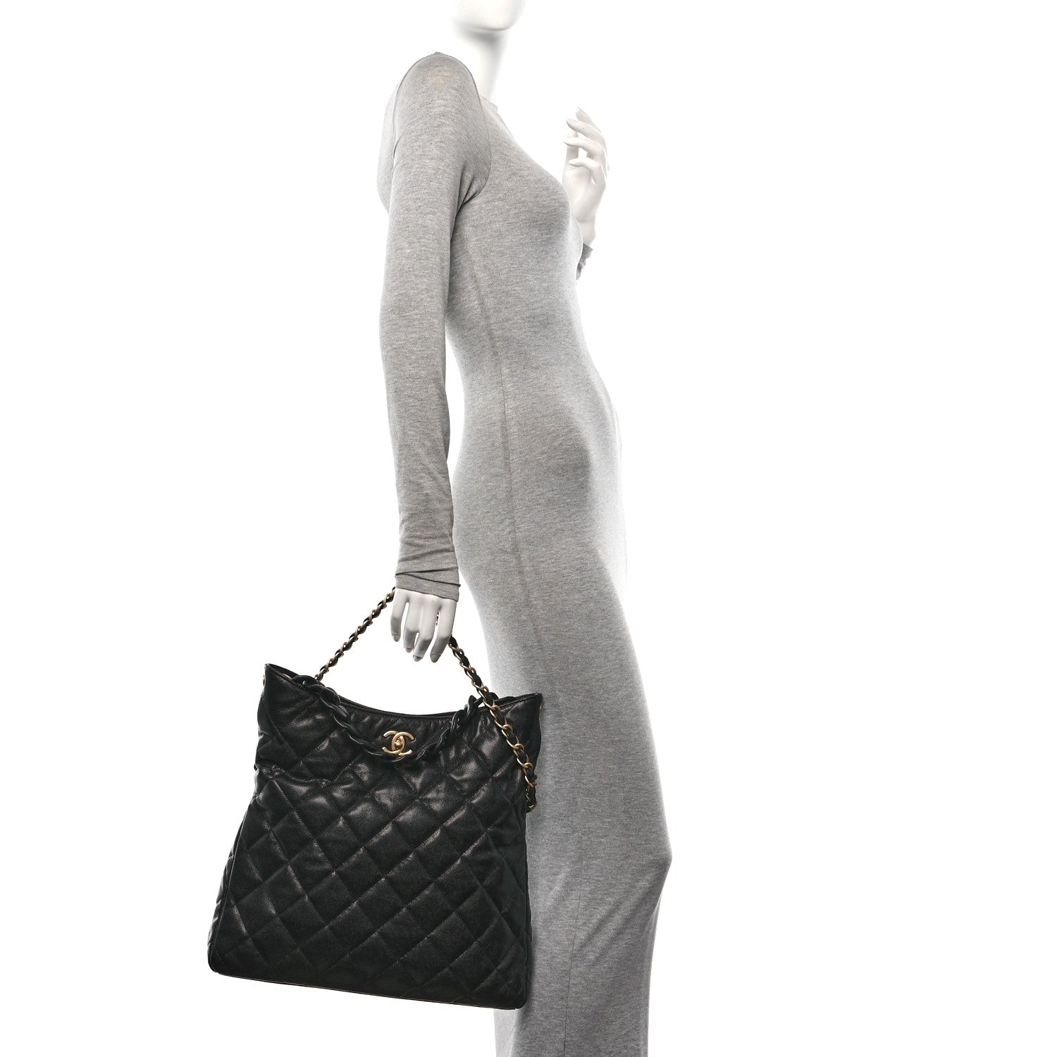 Chanel Caviar Quilted Fold Over Hobo Black 2 of 10