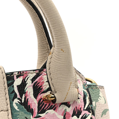 Burberry Soft Grain Calfskin Floral Print Medium Buckle Tote Natural Emerald Green 10 of 13