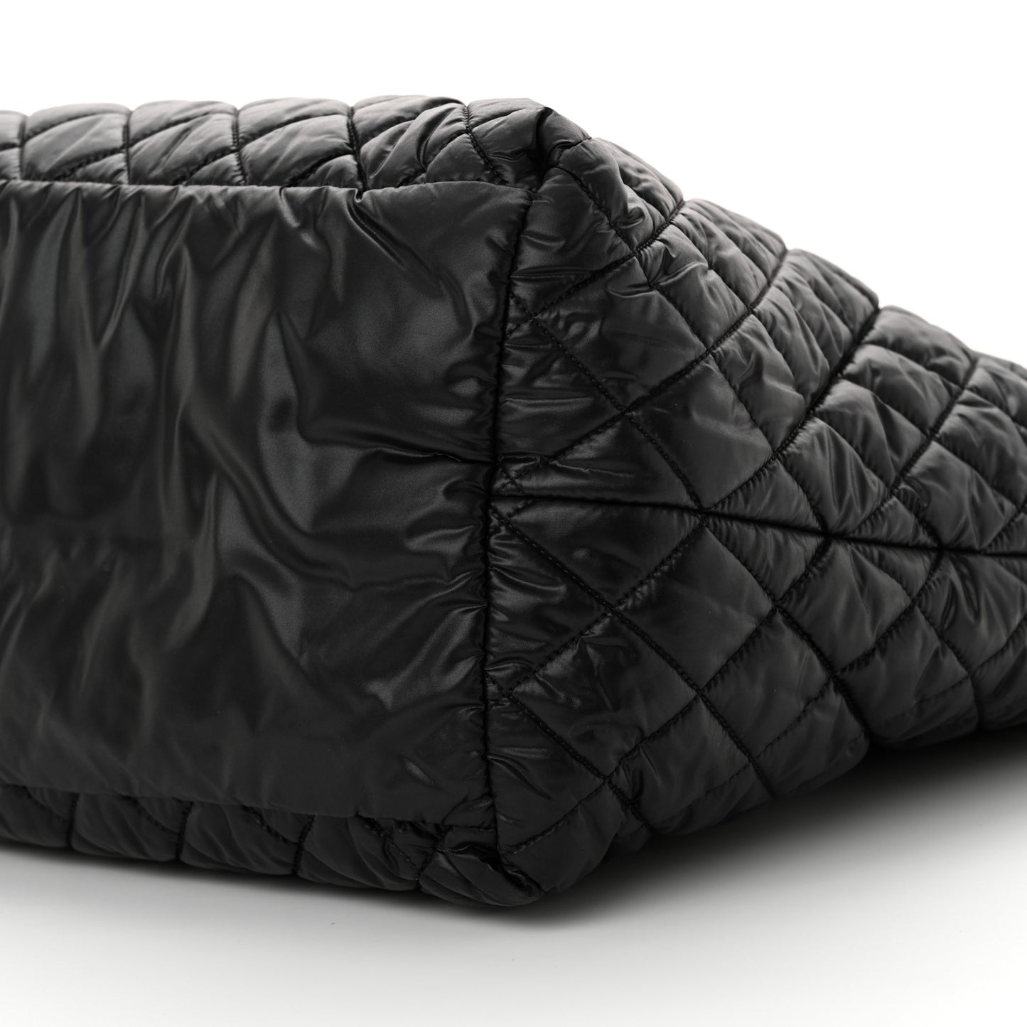 Nylon Quilted Large Coco Cocoon Tote Black