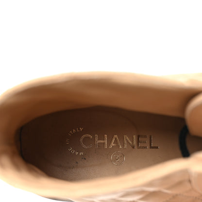 Chanel Lambskin Calfskin Quilted Lace Up Combat Boots 41 Beige Black 8 of 9