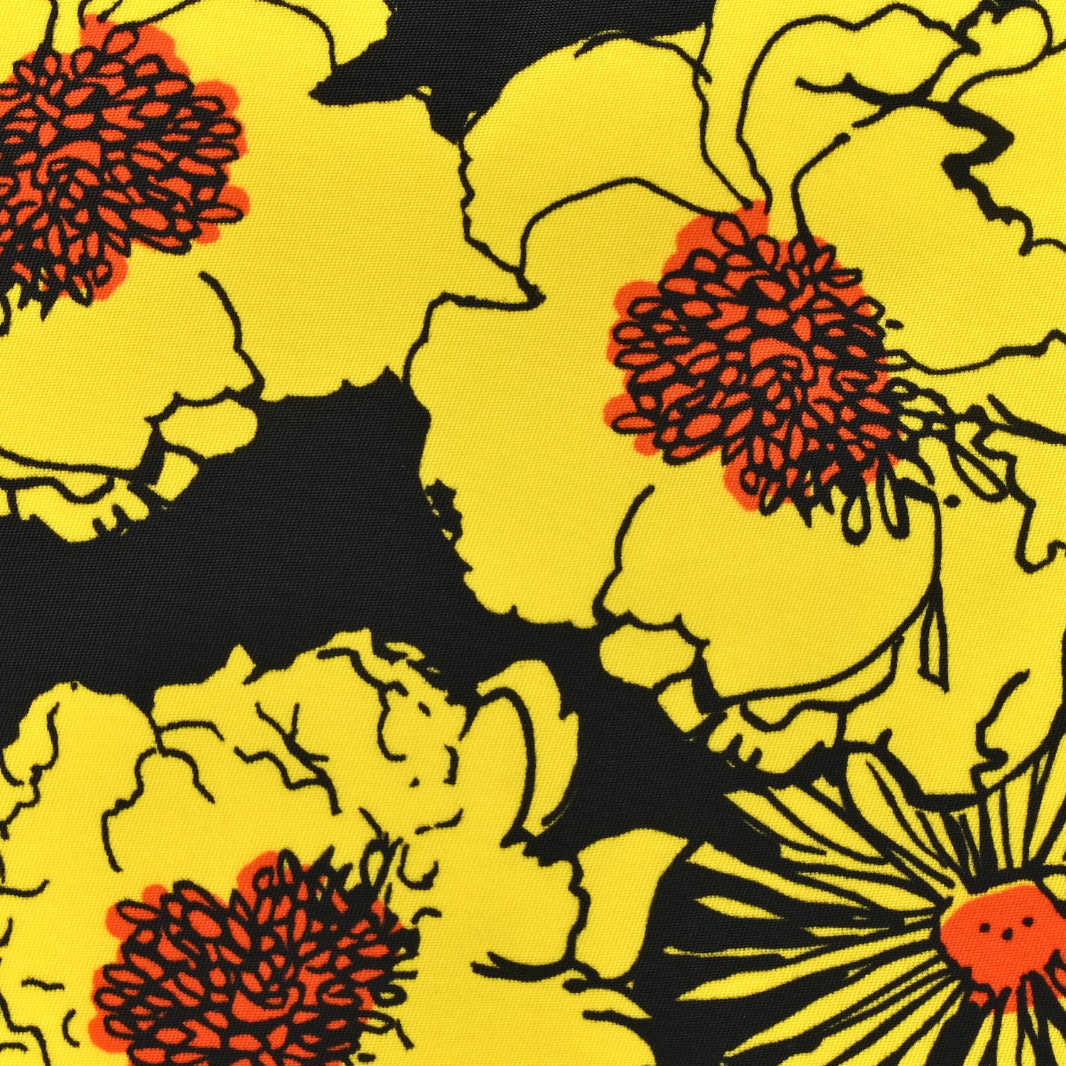 Prada Tessuto Nylon Saffiano Floral Print Tote Yellow Multicolor 7 of 14