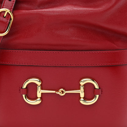 Gucci Azalea Sakai Calfskin Horsebit 1955 Drawstring Bucket Bag New Cherry Red 8 of 11