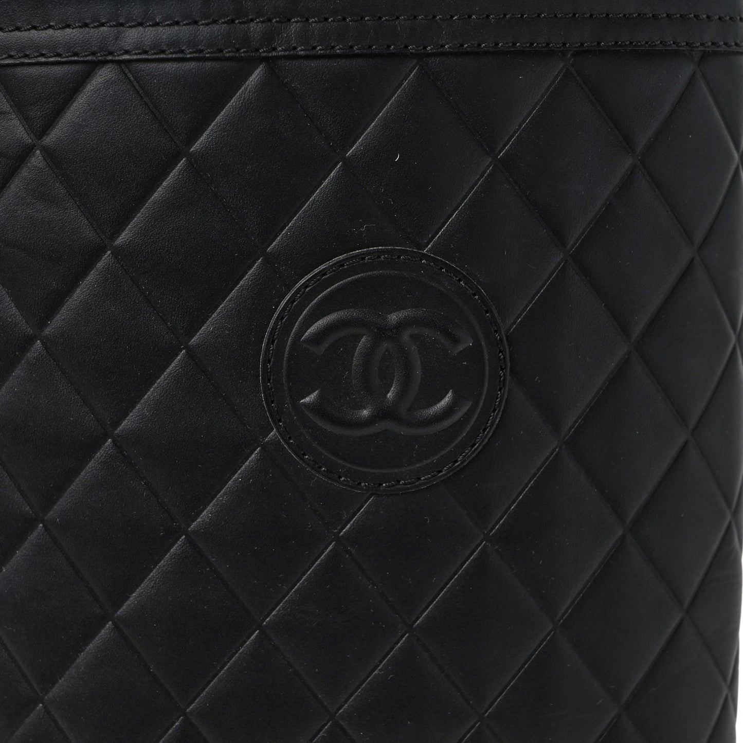 Oily Calfskin Quilted High Boots 39.5 Black