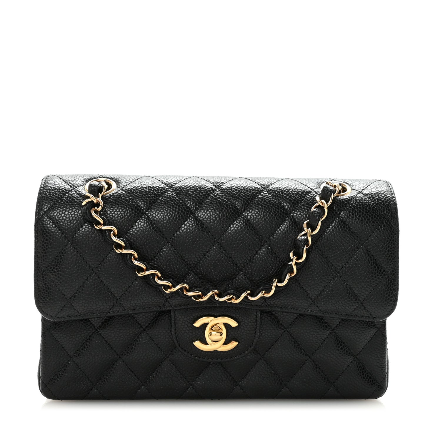 Caviar Quilted Small Double Flap Black
