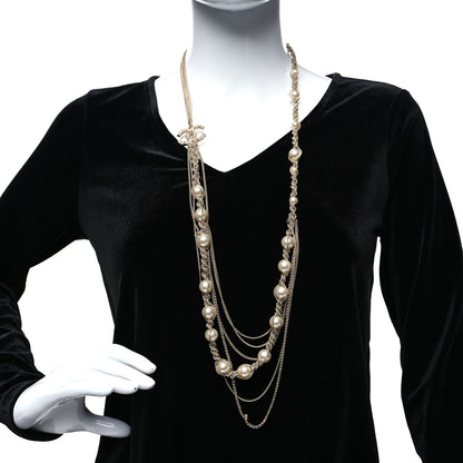 Chanel Pearl CC Chain Multi Strand Necklace Gold 2 of 5