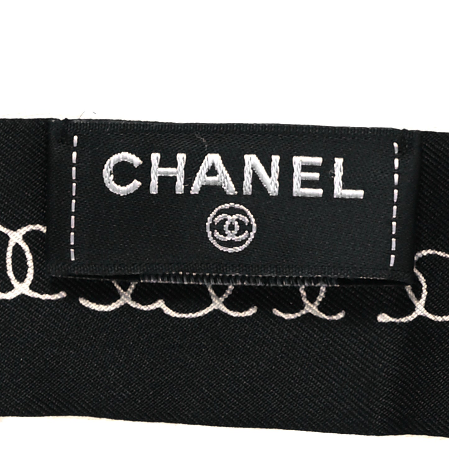 Silk CC Bandeau Scarf Black White
