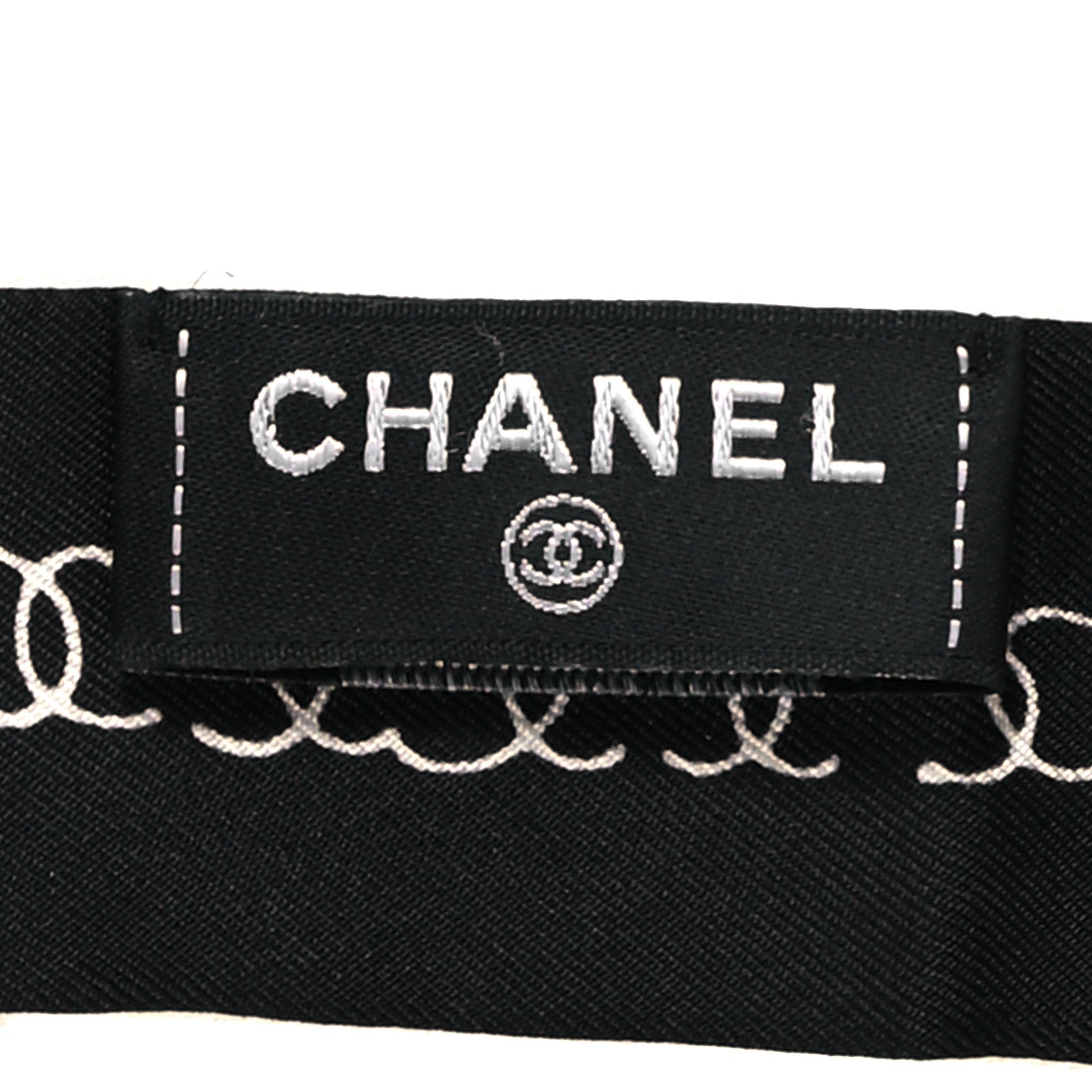 Chanel Silk CC Bandeau Scarf Black White 3 of 3