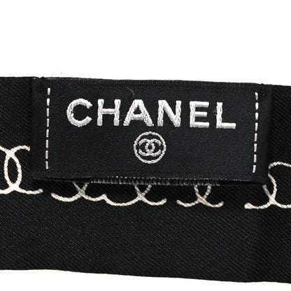 Chanel Silk CC Bandeau Scarf Black White 3 of 3