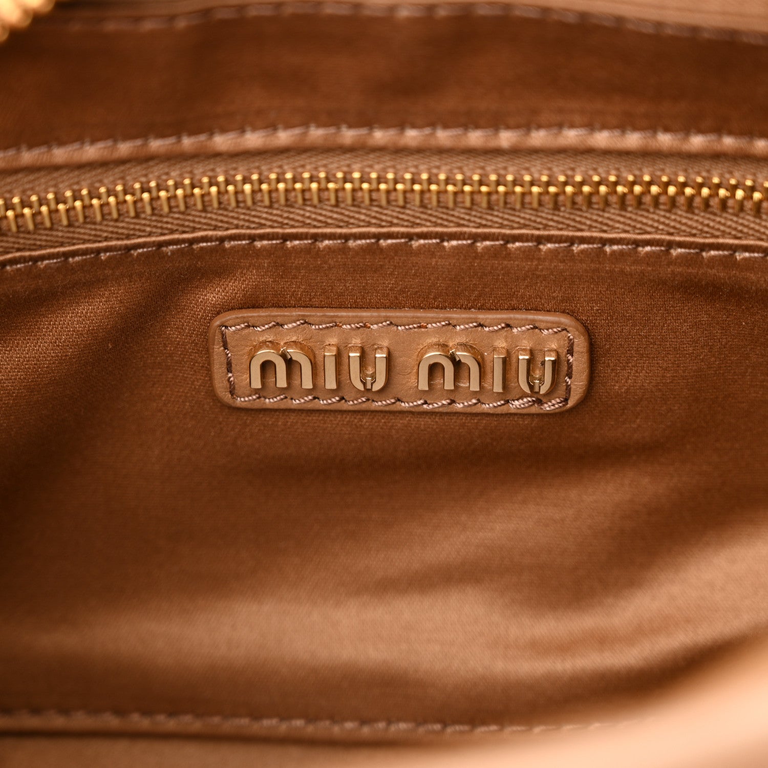Miu Miu Nappa Matelasse Regular Arcadie Top Handle Bag Caramel