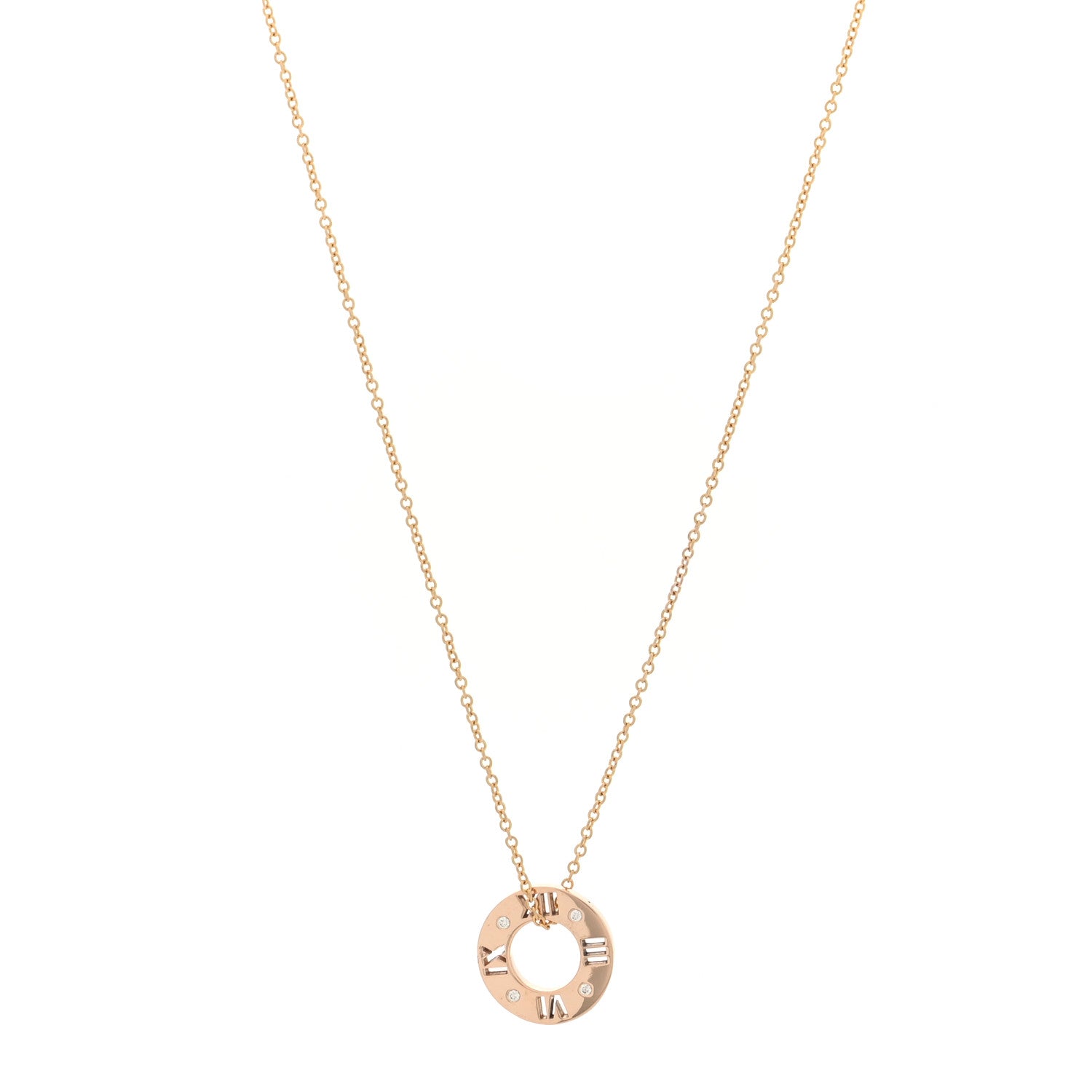 Tiffany 18K Rose Gold Diamond Atlas Pierced Pendant Necklace 1 of 5