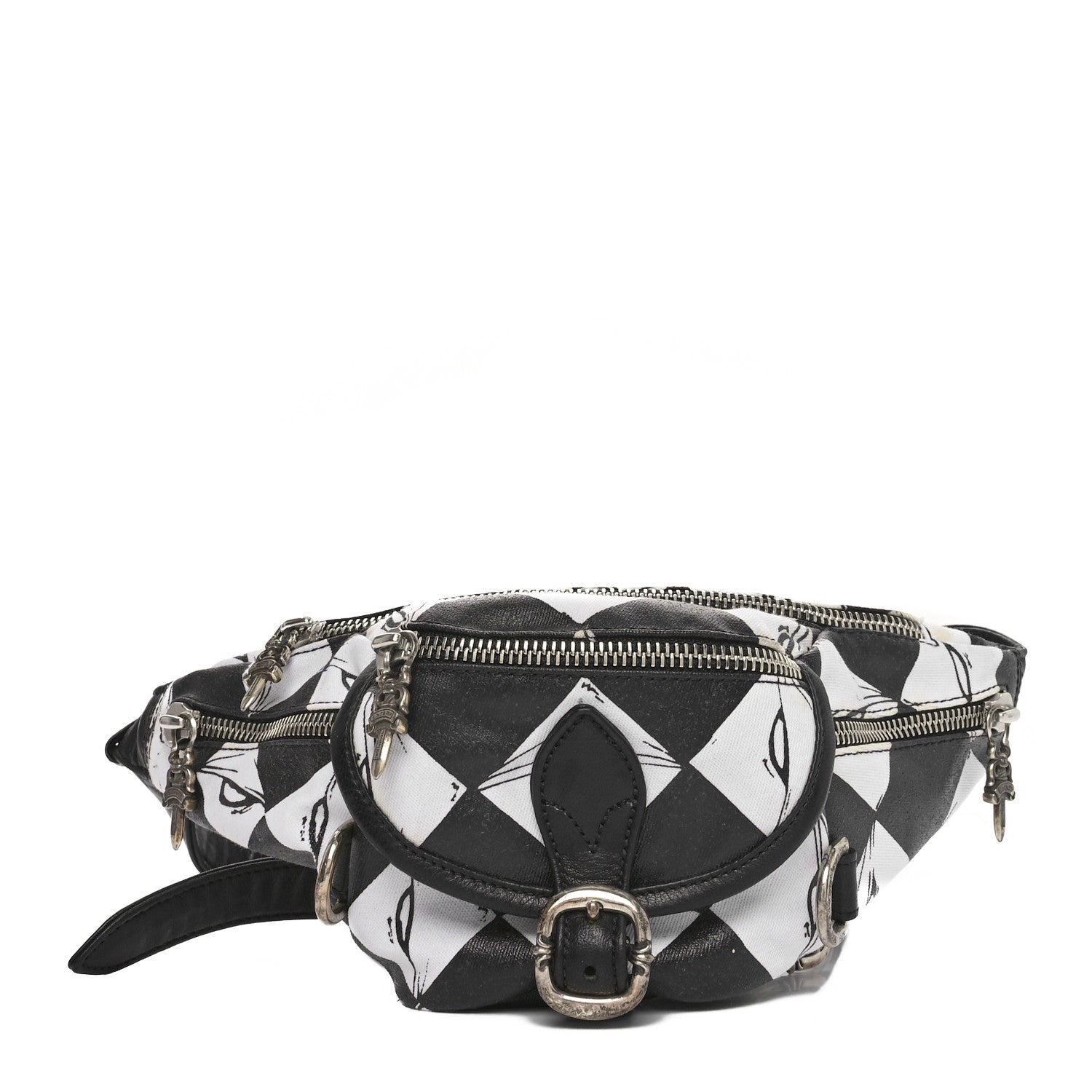 Chrome Hearts Canvas 99 Eyes Snat Pack Gunslinger Waist Bag Black White 1 of 10