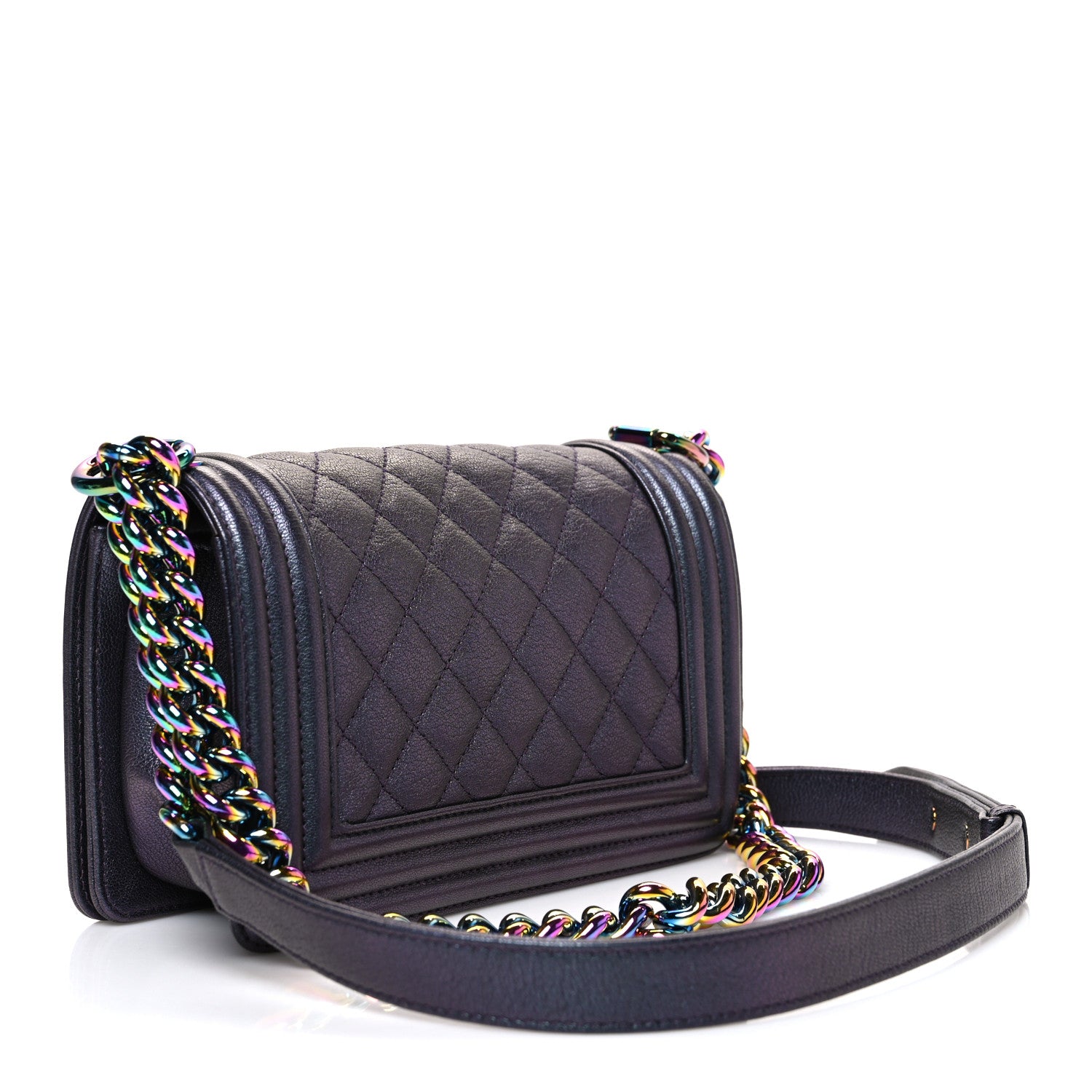 Chanel Iridescent Goatskin Quilted Small Boy Flap Purple 3 of 10