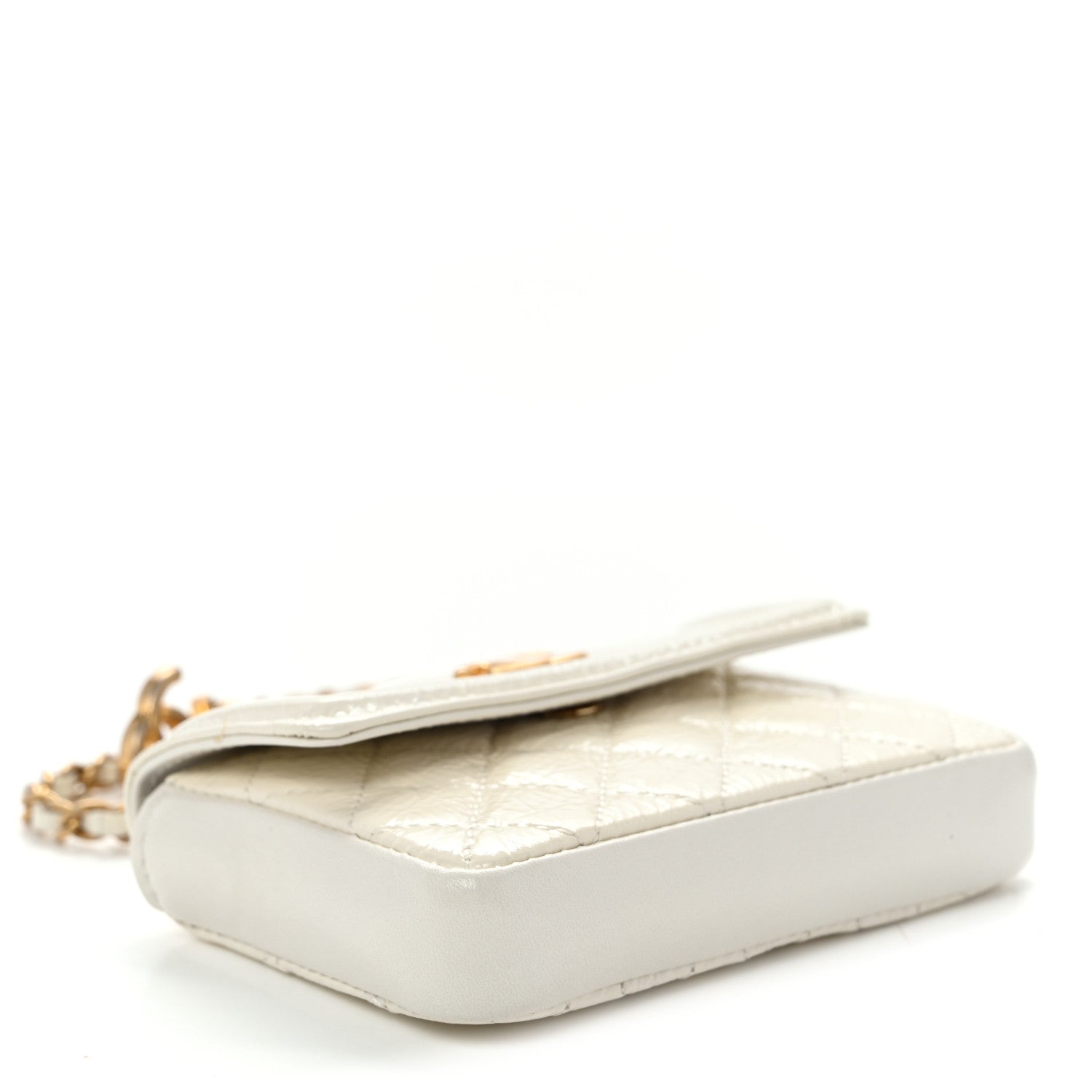 Chanel Shiny Aged Calfskin Quilted Waist Belt Bag White 4 of 11