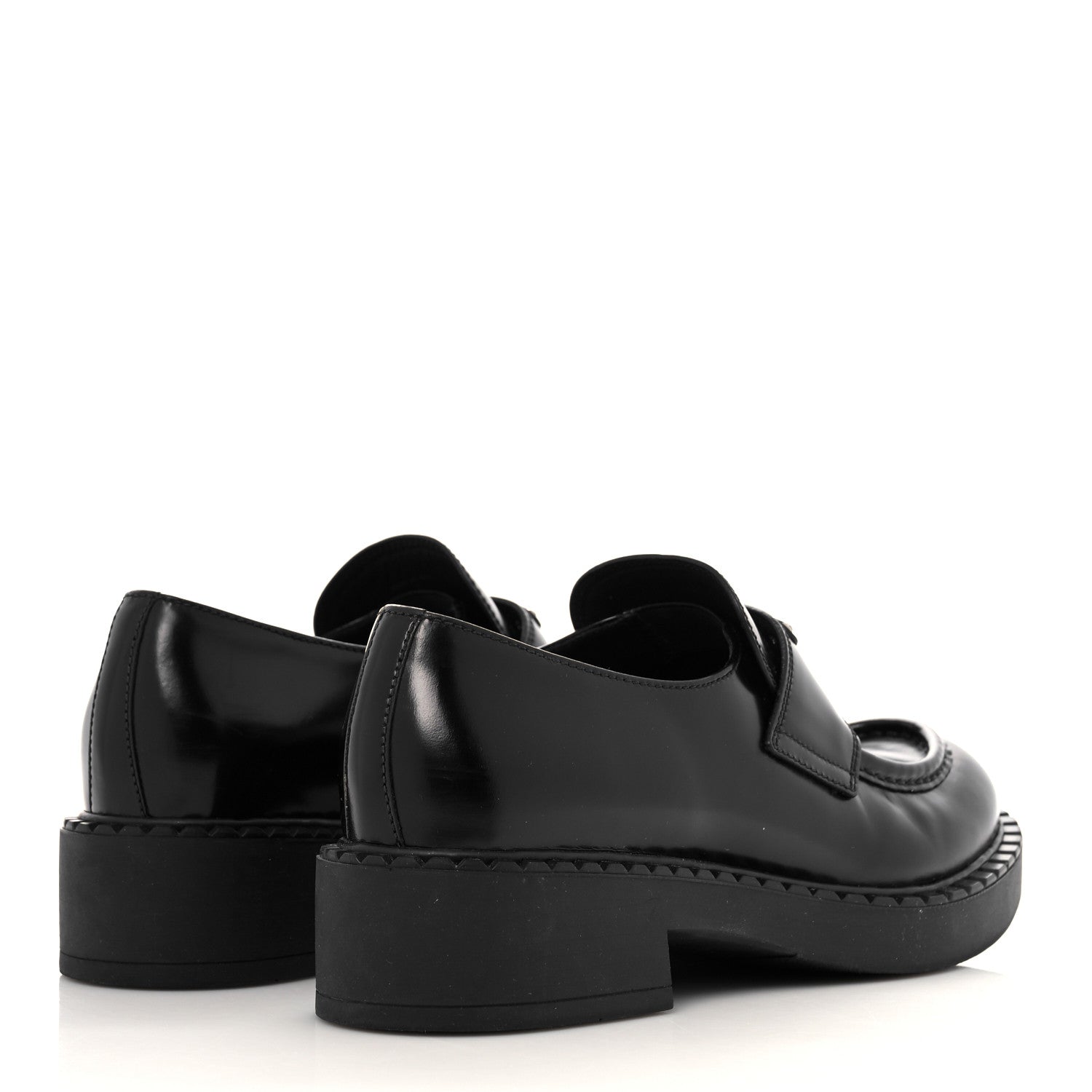 Prada Spazzolato Metal Triangle Logo 50mm Loafers 39 Black 4 of 12