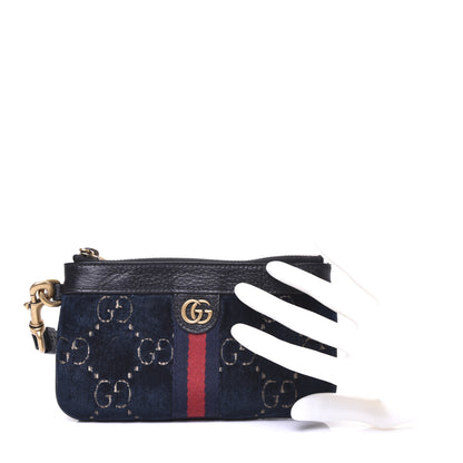 Gucci Velvet GG Monogram Textured Calfskin Web Smartphone Case Blue Beige Black 2 of 12