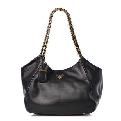 Prada Soft Calf Chain Tote Black 1 of 13