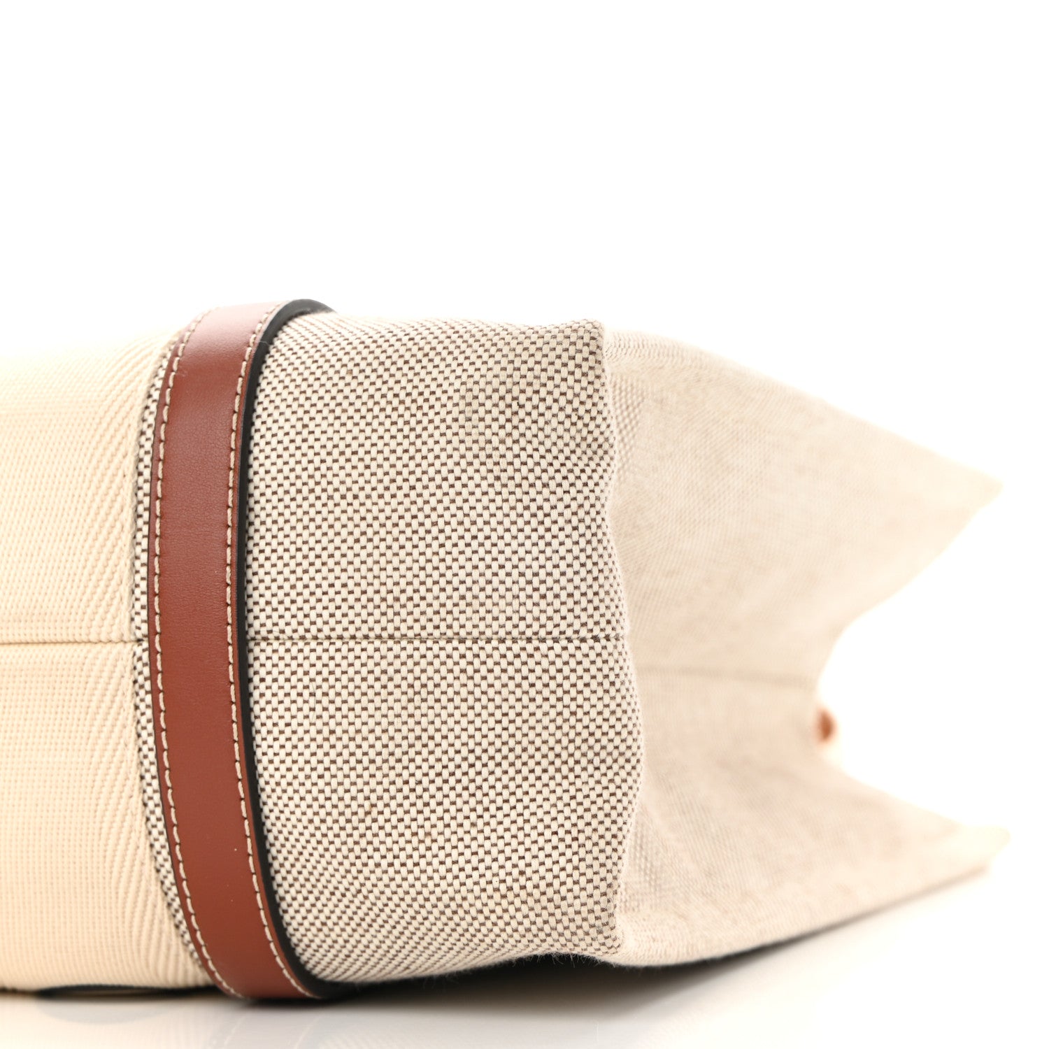 Chloe Cotton Calfskin Medium Woody Ribbon Tote White Brown 9 of 9